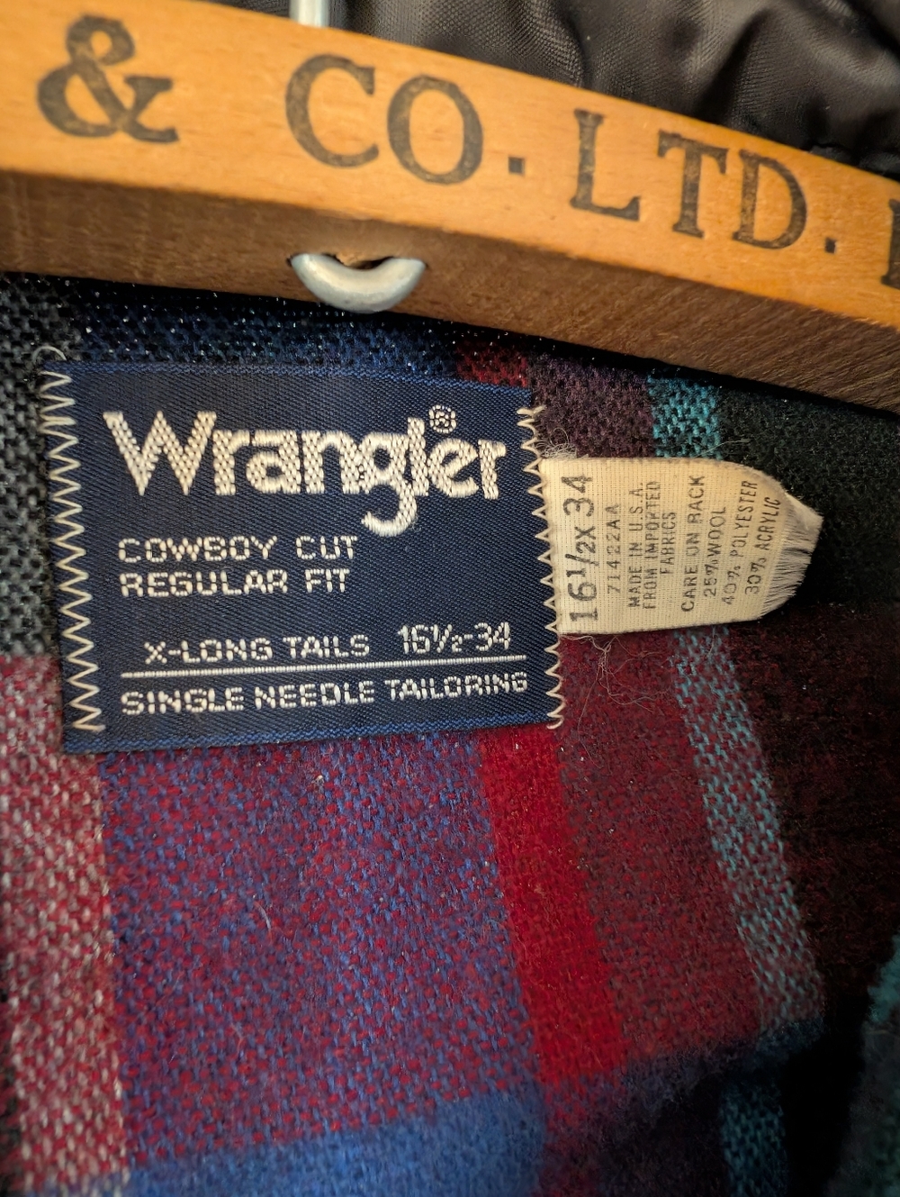80s "Wrangler - Cowboy Cut - Regular Fit" Multicolor Plaid Western Flannel Shirt - Picture 7 of 10
